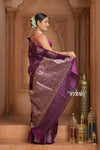Festive Edit! Ganga Ghat ~ Handloom Pure Silk Katan Saree in Shades of Dark Purple (Silk Mark Certified )