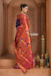 The Festive Edit! Virasat 2.0  ~ Handloom Pure Silk Maharani Paithani with Contrast Pallu in Royal Blue and Red