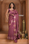 Festive Edit! Ganga Ghat ~ Handloom Pure Silk Katan Saree in Shades of Mauve Brown (Silk Mark Certified )