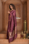 Festive Edit! Ganga Ghat ~ Handloom Pure Silk Katan Saree in Shades of Mauve Brown (Silk Mark Certified )