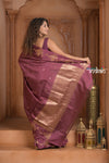 Festive Edit! Ganga Ghat ~ Handloom Pure Silk Katan Saree in Shades of Mauve Brown (Silk Mark Certified )