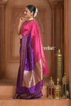 Festive Edit! Ganga Ghat ~ Handloom Pure Silk Katan Saree in Shades of Pink and Purple (Silk Mark Certified )