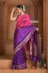 Festive Edit! Ganga Ghat ~ Handloom Pure Silk Katan Saree in Shades of Pink and Purple (Silk Mark Certified )
