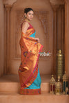 The Festive Edit! ~ Handloom Pure Silk Paithani with Peacock Parrot Border in Cyan Blue