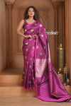 Festive Edit! Ganga Ghat ~ Handloom Pure Silk Katan Saree in Purple Pink (Silk Mark Certified )