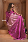 Festive Edit! Ganga Ghat ~ Handloom Pure Silk Katan Saree in Purple Pink (Silk Mark Certified )