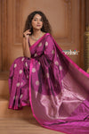 Festive Edit! Ganga Ghat ~ Handloom Pure Silk Katan Saree in Purple Pink (Silk Mark Certified )