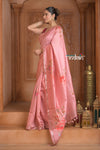 Festive Edit! Ganga Ghat ~ Handloom Pure Silk Saree with Digital Print in Pastle Peach (Silk Mark Certified)