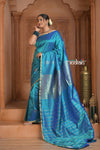 Festive Edit! Ganga Ghat ~ Handloom Pure Silk Katan Saree in Cyan Blue (Silk Mark Certified )