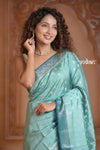 Festive Edit! Ganga Ghat ~ Handloom Pure Silk Chiniya Saree in Powder Blue (Silk Mark Certified)