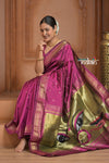 The Festive Edit! Virasat 2.0  ~ Handloom Pure Silk Paithani with Designer Maa Durga Pallu in Purple Mauve