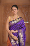 The Festive Edit! Virasat 2.0  ~ Handloom Pure Silk Paithani with Designer Tawa Lotus Pallu in Purple
