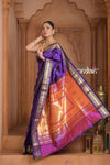The Festive Edit! Virasat 2.0  ~ Handloom Pure Silk Paithani with Designer Tawa Lotus Pallu in Purple