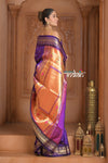 The Festive Edit! Virasat 2.0  ~ Handloom Pure Silk Paithani with Designer Tawa Lotus Pallu in Purple