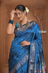 The Festive Edit! Virasat 2.0 ~ Handloom Pure Silk Paithani with Designer Peacock Pallu in Azure Blue