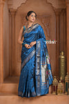 The Festive Edit! Virasat 2.0 ~ Handloom Pure Silk Paithani with Designer Peacock Pallu in Azure Blue