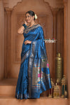 The Festive Edit! Virasat 2.0 ~ Handloom Pure Silk Paithani with Designer Peacock Pallu in Azure Blue