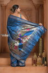 The Festive Edit! Virasat 2.0 ~ Handloom Pure Silk Paithani with Designer Peacock Pallu in Azure Blue
