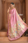 The Festive Edit! Virasat 2.0 ~ Handloom Pure Silk Paithani with Designer Parrot Pallu in Peach Pink