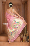 The Festive Edit! Virasat 2.0 ~ Handloom Pure Silk Paithani with Designer Parrot Pallu in Peach Pink