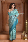 Festive Edit! Ganga Ghat ~ Handloom Pure Silk Chiniya Saree in Powder Blue (Silk Mark Certified)