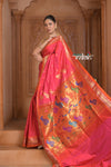 The Festive Edit! Virasat 2.0 ~ Handloom Pure Silk Paithani with 30 Peacock Pallu in Amaranth Pink