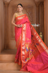 The Festive Edit! Virasat 2.0 ~ Handloom Pure Silk Paithani with 30 Peacock Pallu in Amaranth Pink