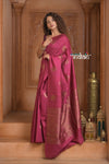 Festive Edit! Ganga Ghat ~ Handloom Pure Silk Tussar Saree in Rose Pink (Silk Mark Certified)