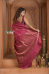 Festive Edit! Ganga Ghat ~ Handloom Pure Silk Tussar Saree in Rose Pink (Silk Mark Certified)