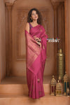 Festive Edit! Ganga Ghat ~ Handloom Pure Silk Tussar Saree in Rose Pink (Silk Mark Certified)