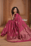 Festive Edit! Ganga Ghat ~ Handloom Pure Silk Tussar Saree in Rose Pink (Silk Mark Certified)