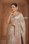 Festive Edit! Ganga Ghat ~ Handloom Pure Crepe Silk Banarasi Saree in Lilac Ivory (Silk Mark Certified)