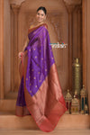 Festive Edit! Ganga Ghat ~ Handloom Pure Kora Silk Saree in Berry Purple and Red ( Silk Mark Certified )