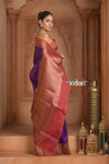 Festive Edit! Ganga Ghat ~ Handloom Pure Kora Silk Saree in Berry Purple and Red ( Silk Mark Certified )