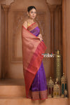 Festive Edit! Ganga Ghat ~ Handloom Pure Kora Silk Saree in Berry Purple and Red ( Silk Mark Certified )