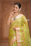 Festive Edit! Ganga Ghat ~ Handloom Pure Silk Tussar Kota Saree in Pastel Yellow ( Silk Mark Certified )