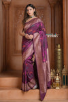 Festive Edit! Ganga Ghat ~ Handloom Tussar Silk Georgette Saree with Floral Work in Purple