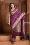 Festive Edit! Ganga Ghat ~ Handloom Tussar Silk Georgette Saree with Floral Work in Purple