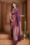 Festive Edit! Ganga Ghat ~ Handloom Tussar Silk Georgette Saree with Floral Work in Purple