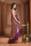 Festive Edit! Ganga Ghat ~ Handloom Tussar Silk Georgette Saree with Floral Work in Purple