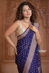Festive Edit! Ganga Ghat ~ Handloom Khaddi Georgette Saree in Dark Blue (Silk Mark Certified)