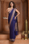 Festive Edit! Ganga Ghat ~ Handloom Khaddi Georgette Saree in Dark Blue (Silk Mark Certified)