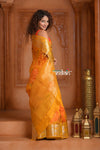 Festive Edit! Ganga Ghat ~ Handloom Pure Kora Dupion Silk Banarasi Saree in Turmeric Yellow ( Silk Mark Certified )
