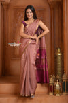 Festive Edit! Ganga Ghat ~ Handloom Pure Silk Tussar Saree in Rusty Rose (Silk Mark Certified)