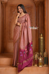 Festive Edit! Ganga Ghat ~ Handloom Pure Silk Tussar Saree in Rusty Rose (Silk Mark Certified)