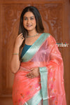 Festive Edit! Ganga Ghat ~ Handloom Pure Silk Tussar Kota Saree in Peach (Silk Mark Certified )