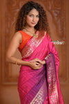Festive Edit! Ganga Ghat ~ Handloom Pure Silk Satin Saree in Shades of Pink and Orange (Silk Mark Certified)