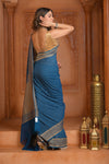 Festive Edit! Ganga Ghat ~ Handloom Khaddi Georgette Saree in Azure Blue (Silk Mark Certified)