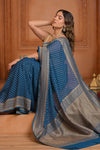 Festive Edit! Ganga Ghat ~ Handloom Khaddi Georgette Saree in Azure Blue (Silk Mark Certified)