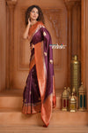 Festive Edit! Ganga Ghat ~ Handloom Pure Silk Katan Saree in Mauve and Orange ( Silk Mark Certified )